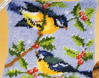 BLUE TITS Latch Hook Cushion Front Kit 16 x 16 ins