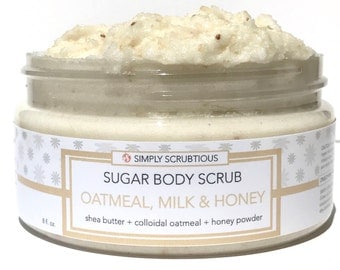 OATMEAL + HONEY Sugar Body Scrub-Oatmeal Body Wash-Oatmeal Body Scrub-Emulsified Body Scrub-Shower Smoothie- 8 oz.