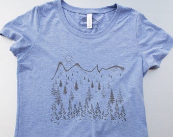 Mountain t shirt Mountains gift screen print on american