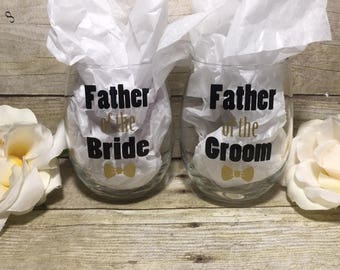 1 glass, Father of the groom glass,Father of the bride glass,Fathers gift,Step father of the bride, Step father of the groom, parent glasses