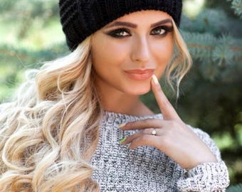 Black Cat hat-Pussy hat-Black cat beanie-Black Cat ear hat-Pussyhat-Cat ear hat-Ear hat-cat hat black-Cat ear beanie-Cat ear Gift for wife