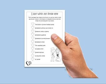 Children's I SPY wedding game, I spy game, wedding I spy, kids wedding activity, scavenger hunt,