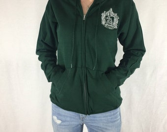 Hogwarts House Zip-Up Hoodies Slytherin Hufflepuff Ravenclaw Gryffindor Harry Potter Team Sweatshirt Cosplay Custom Embroidery Unisex Snape
