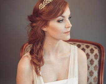 Gold leaf headband - Greek goddess headband - Grecian tiara - Wedding headband - Bohemian head piece