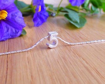 100% Sterling Silver Number Necklace, Birthday Necklace, Personalized Number Necklace, Sports Necklace, Initial Necklace