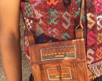 CAMEL LEATHER SATCHEL+ +