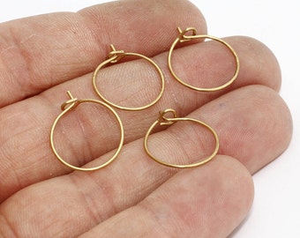 15mm Raw Brass Earring Hoops , Circle earrings, Raw Brass Ear Hoop , CHK147