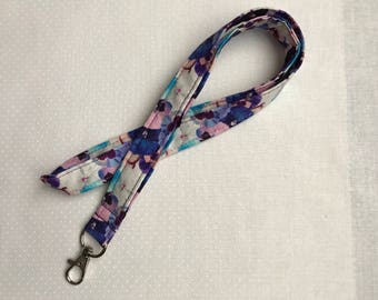Purple Pink and Blue Floral Lanyard