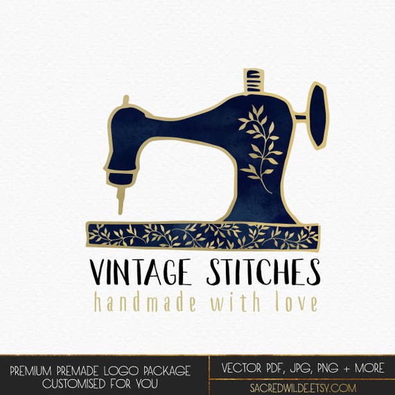 Vintage Sewing Machine Logo Sewing Logo Seamstress Logo