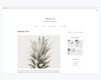 WordPress Theme- Minimalist Blog Ecommerce Theme- Genesis Theme- WordPress Website- Fashion Blogger Theme- “Deco” Instant Download
