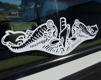 dolphins submarine navy silver service metal decor decal