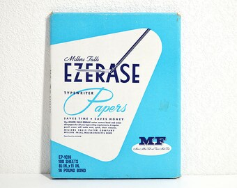 Ezerase Typewriter Paper- Vintage Miller Falls Erasable Typing Paper, 100 Sheets, Onionskin