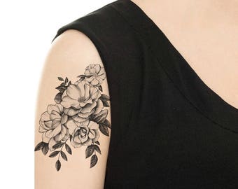 TEMPORARY TATTOO - Vintage Camellia / Cat with Flowers / Dog with Flowers