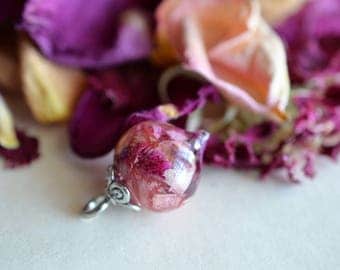 Round Drop Pendant, Memorial Beads, Wedding Flowers, Funeral Flowers, Bereavement, Mourning, Cremation Jewelry