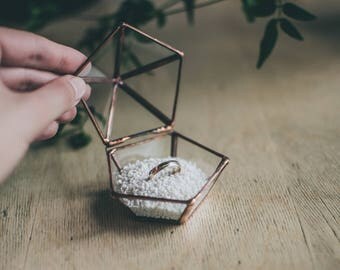 MINI Engagement Ring Box Glass Ring box Jewelry box Wedding gift Wedding ring Gift for Her Copper Silver Black for gold ring Be my wife