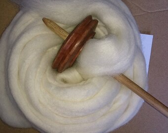 Drop spindle kit, learn to spin easily! Pure merino wool roving, bottom whorl hand-crafted spindle and instructions. By Soft Senses Yarn