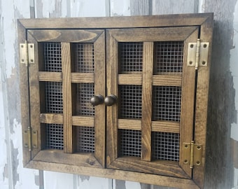 Rustic Cabinet {XSmall} Essential Oils, Young Living, Doterra, Nail Polish, Makeup, Spice Rack, WIre, Shelf