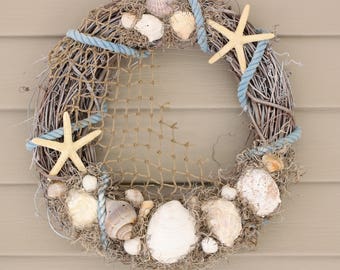 Beach Wreath Summer Shell Wreath Sand dollar Starfish