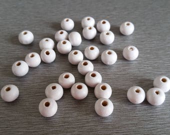 20 wooden round 8 mm pearls