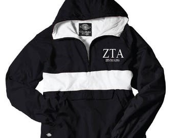 Zeta Tau Alpha // Zeta // Sorority Charles River Rain Jacket (stripe) // Choose your color