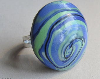 Purple and green polymer clay rings (#0058, #0059 and #0061)