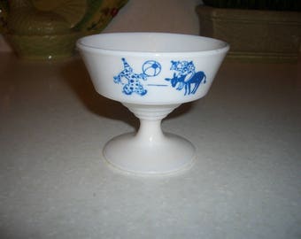Vintage Hazel Atlas Sherbet Dish...Clowns...Kiddie Ware