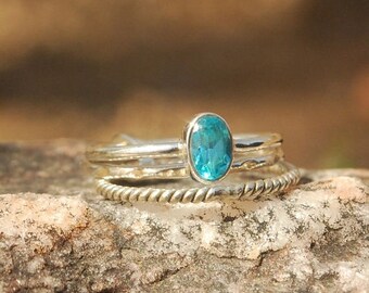 On Sale Natural Sky Blue Topaz Ring - Gemstone Ring - Stacking Ring - Gemstone Jewelry - Handmade Jewelry