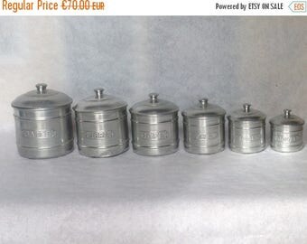 ON SALE Kitchen Canisters//Canisters//Canister Set//Kitchen Canister Set//French Canisters//Antique Canisters//Aluminum Canisters//Found And