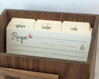 Recipe Card Dividers - hand lettered 4" x 6" dividers for recipe cards - recipe dividers - recipe index dividers