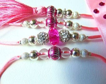 Beaded Dog Show Lead, Dog Leash, pink, white and silver rhinestone, 4 Feet Long, READY to SHIP