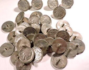 Indian Head Nickel Rivet Buttons 40 Pcs Metal