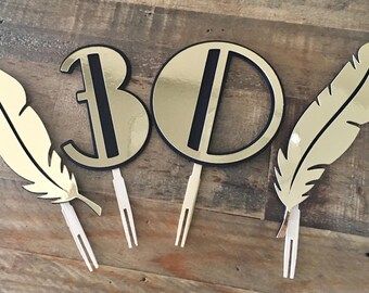 Gatsby 30th Birthday Cake Topper Set! Roaring 30th Party- Gatsby Themed Birthday- 30 Cake Topper