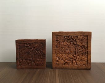 Handcrafted wooden boxes - Set of 2