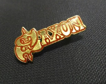 Saxon , vintage pin 80s , metal Crystal pin . Amazing !!! metal and a faith, not a fashion !!!