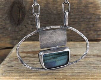 SALE 20% off !!- use the coupon code: SALE20 labradorite silver necklace, chain necklace, oxidized silver