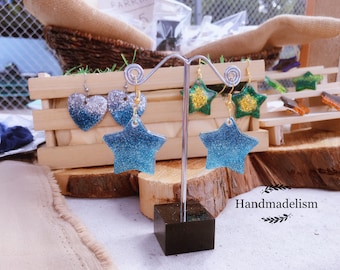 Sparkling glitter resin earring