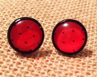 Red & Black Polka Dot Earrings