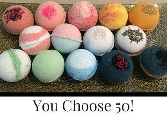 FREE SHIPPING Bath Bombs Wholesale, Bulk Bath Bombs Favors, 50 Bath Bomb, Bath Fizzies. Coconut Oil, Epsom Salt, Shea Butter
