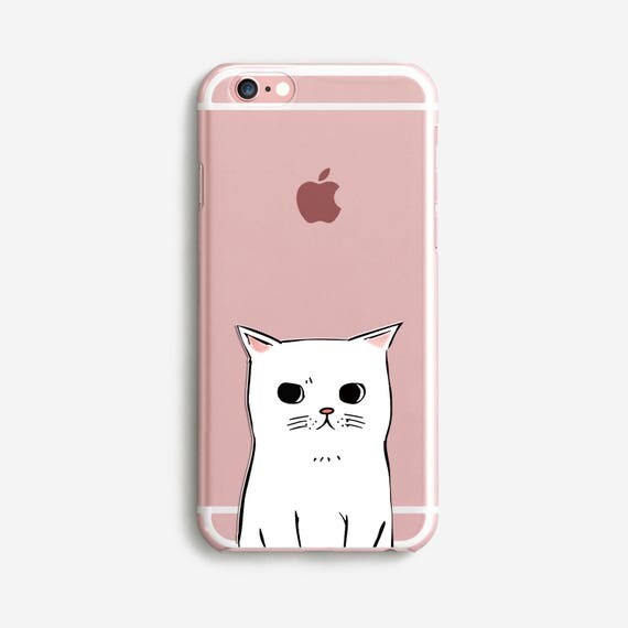 Items similar to White Cat Clear Phone Case for iPhone on Etsy