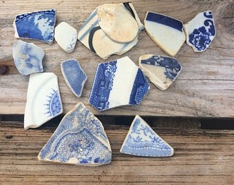 Blue Sea Pottery, Blue Beach Pottery, Scottish Sea Pottery, Sea Pottery Pieces, Sea Pottery Shards, Pendant Supplies, Jewelry Making