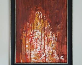 Drip Painting | abstract | Original 16cm x 20cm |Textured Abstract Acrylic Painting | Modern art|Brown, orange, red | contemporary art gift