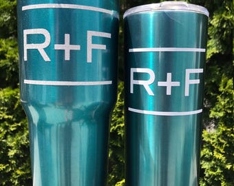 TEAL 30 oz / 20 oz Yeti-like tumbler - Drink cup - Rodan and Fields blue - R+F - Vinyl decal - Ready to Ship - Gift - personalized - custom
