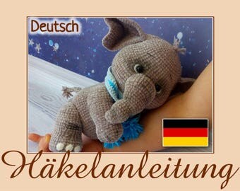 Elefant Monja - Häkelanleitung Amigurumi PDF datei von Elena Akkoca (Ecem Design)