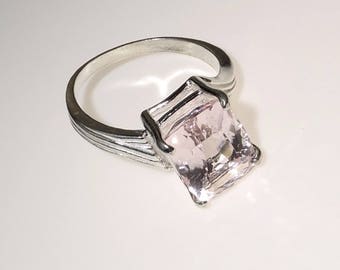 Sparkling Pink Morganite in Sterling Silver Ring MR1731