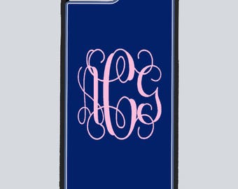 Monogram Iphone 5/5s, 6/6s, 6 plus, 7, 7 plus and Samsung S5,S6, edge Phone case with curly fancy or round initials