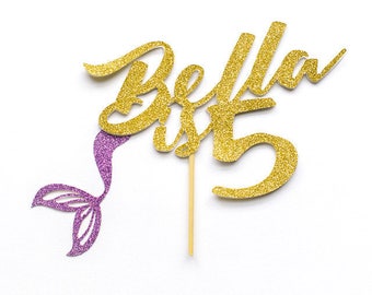 Mermaid cake topper, Birthday, Ariel cake topper, Name age Cake Topper. Little mermaid cake topper, Under the sea cake topper, Mermaid party