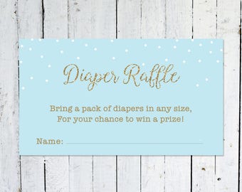 Diaper Raffle Ticket, Baby Shower, Blue And Gold, Diaper Raffle Insert, Confetti, Printable, Instant Download