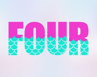 Birthday Girl svg, Fourth Birthday svg, Mermaid svg, Mermaid scales svg. Cutting file for Cricut and Silhouette . SVG, PNG, DXF