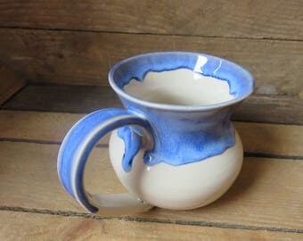 Mug, Handmade Mug, Ceramic Mug, Pottery Mug, Big Mug,Large Mug, Coffee Mug, TeaMug, Blue Mug, White and Blue Mug, Pottery, Ceramic