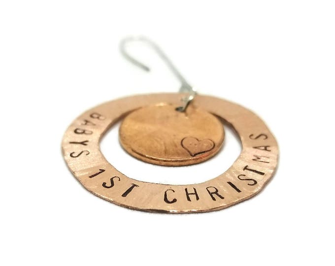 Personlized Baby's First Christmas Ornamenti, Copper Penny Christmas Ornament, Gift for New Parents, Gift for Baby, Holiday Ornament